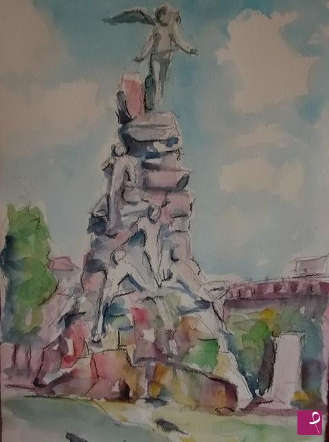quadri in vendita online - Monumento del Frejus in piazza Statuto