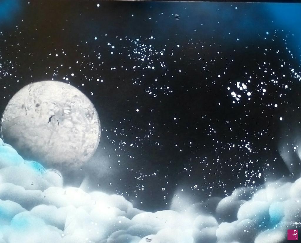quadri in vendita online - Moon and clouds