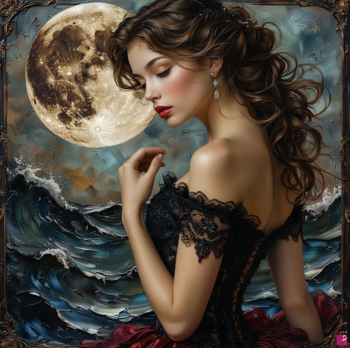 quadri in vendita online - Moon girl 3