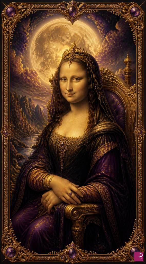 quadri in vendita online - Moonlit Mona Lisa – The Violet Throne