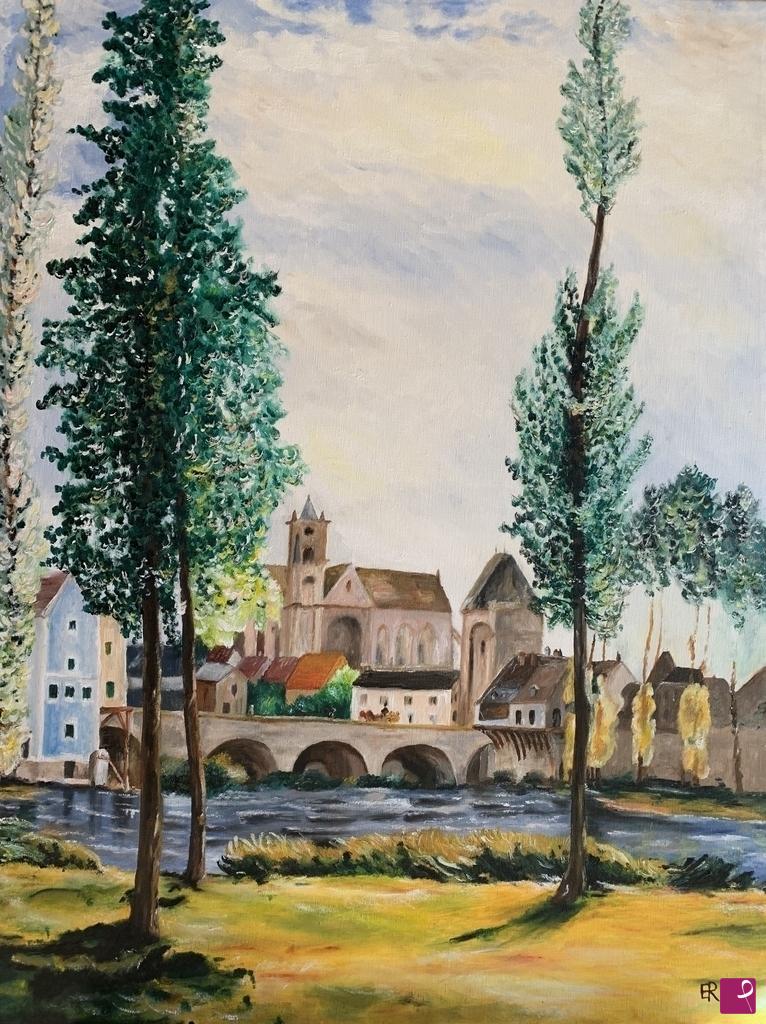 quadri in vendita online - Moret-sur-Loing tra gli alberi