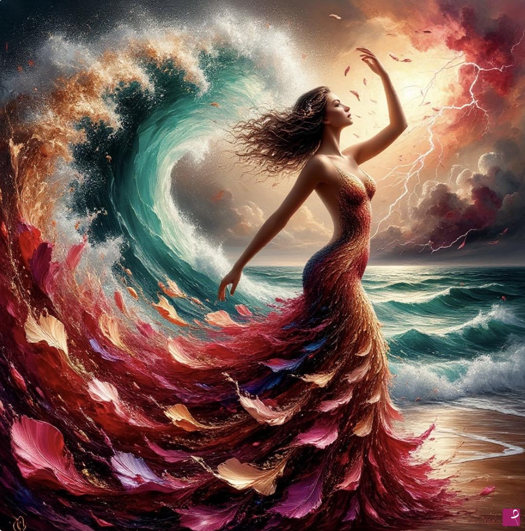 quadri in vendita online - Morning, waves and woman 