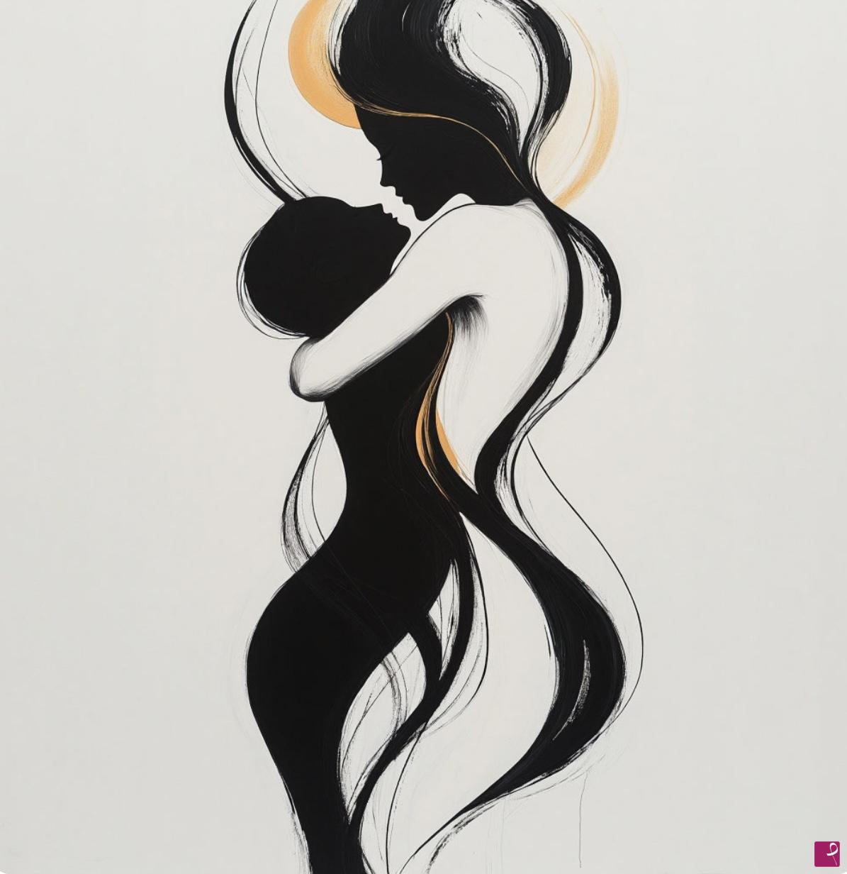 quadri in vendita online - Mother and daughter, minimalism