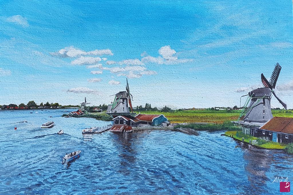 quadri in vendita online - Mulini a Zaanse Schans, Olanda