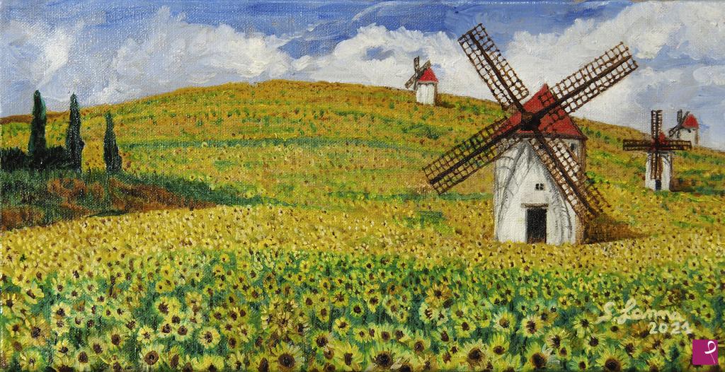 quadri in vendita online - Mulini e girasoli