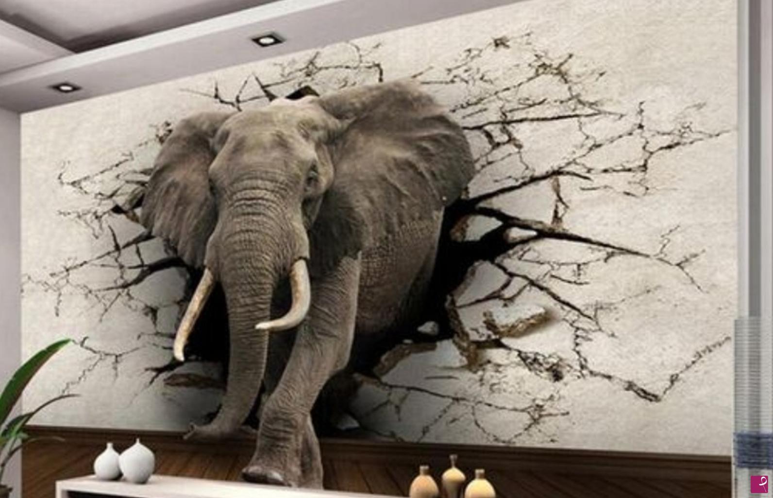 quadri in vendita online -  Murales Elefante che esce dal muro