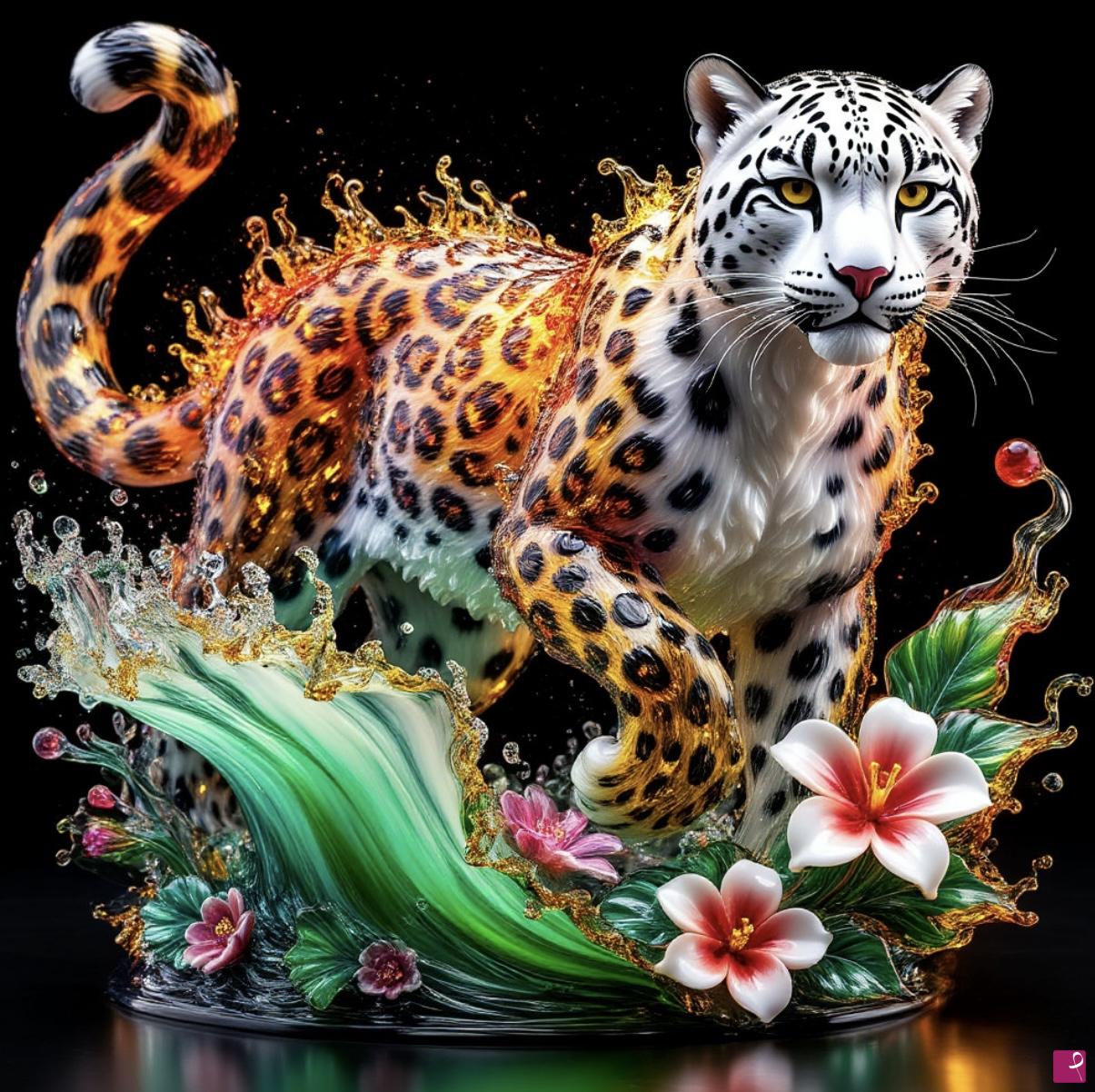 quadri in vendita online - Murano glass, snow leopard2