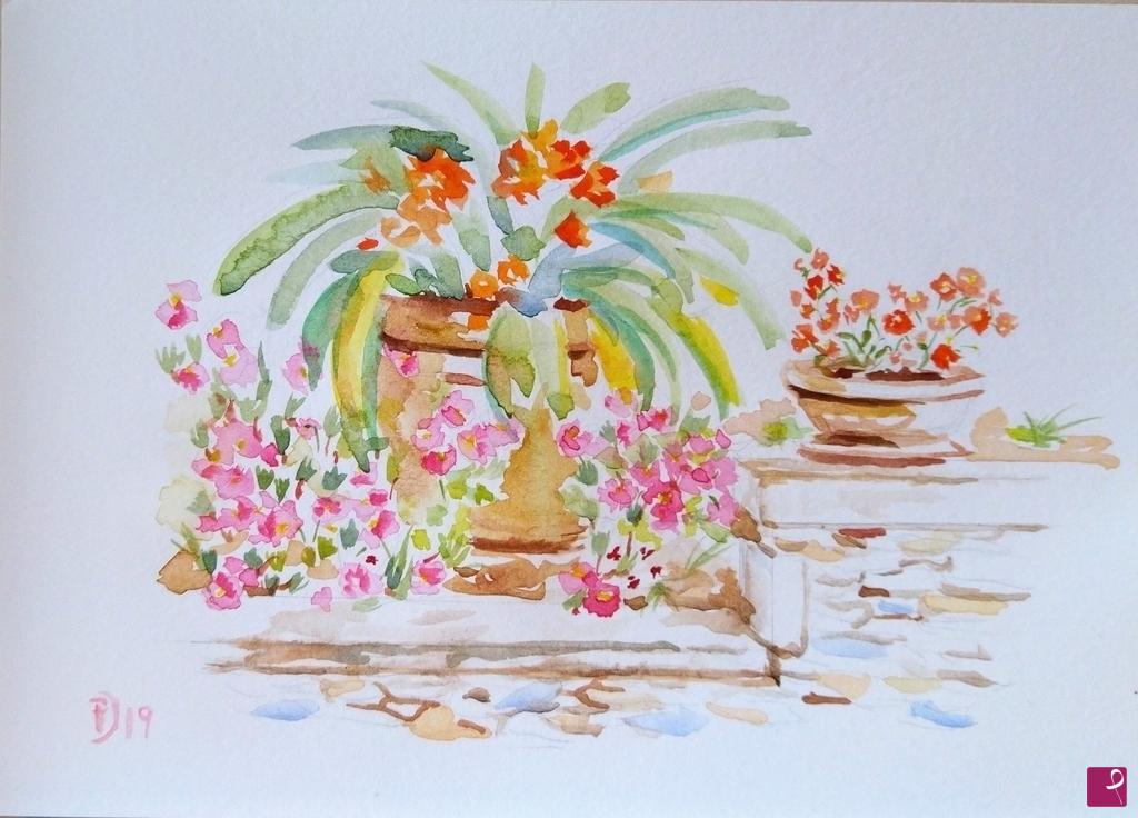 quadri in vendita online - Muretto con fiori