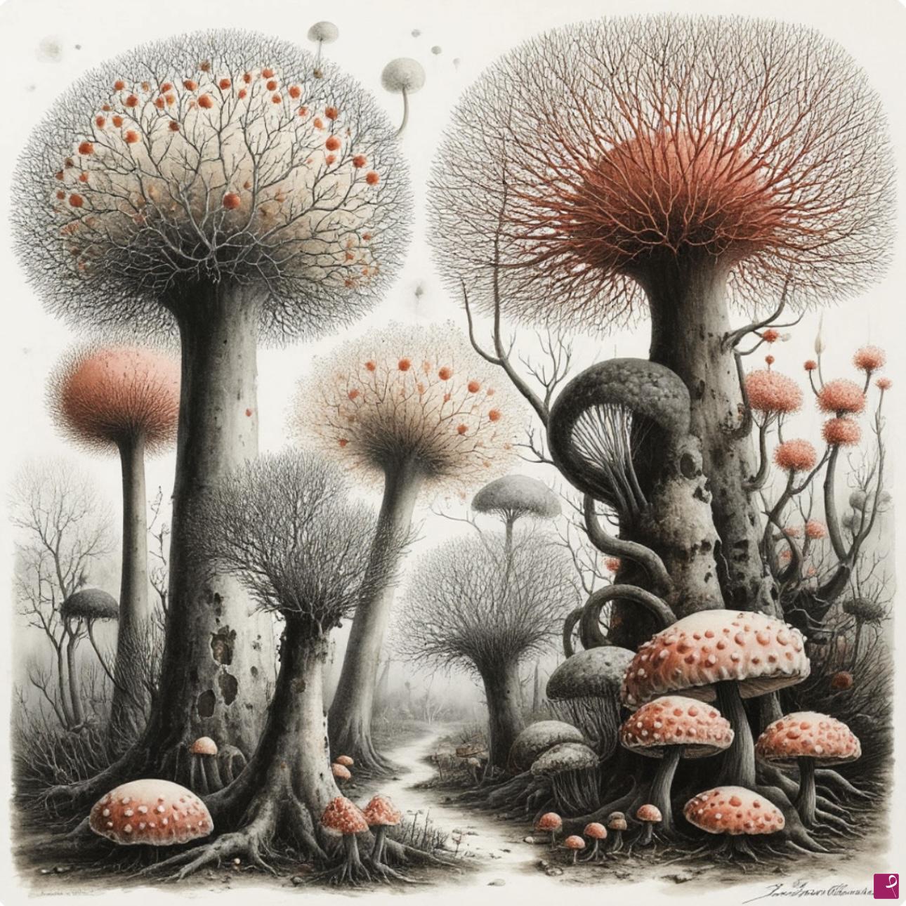 quadri in vendita online - Mushrooms in the forest