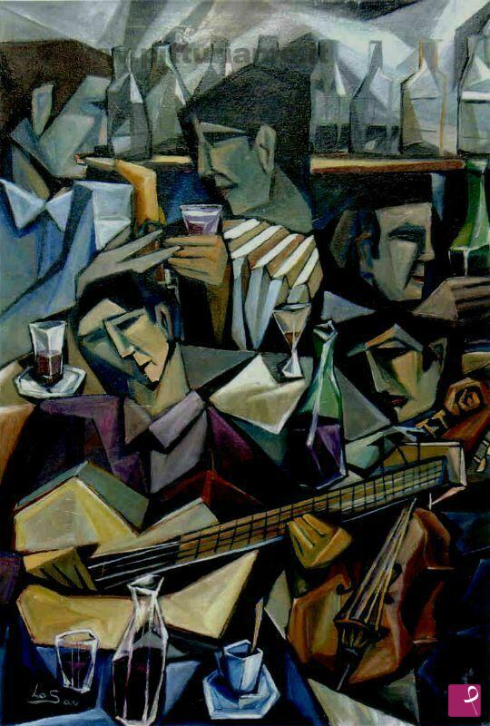 quadri in vendita online - Musica all'osteria, 2000