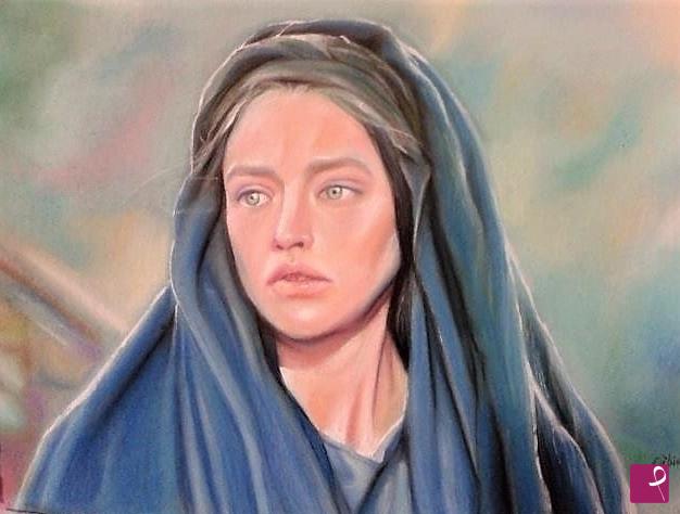 quadri in vendita online - "MYRIAM, DONNA NAZARENA" - Pastello su cartoncino , cm 33x24