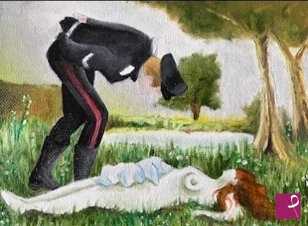 quadri in vendita online - Naked woman by the pond ......dead