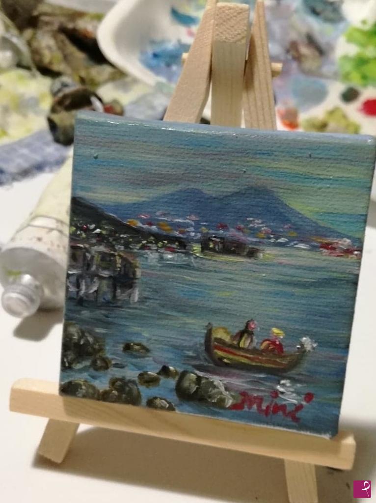 quadri in vendita online - napoli al tramonto con veduta su Castel dell'Ovo