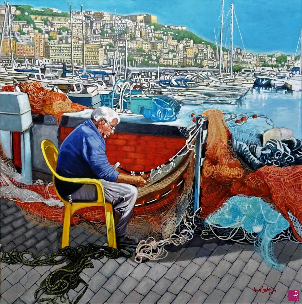 quadri in vendita online - Napoli, il pescatore