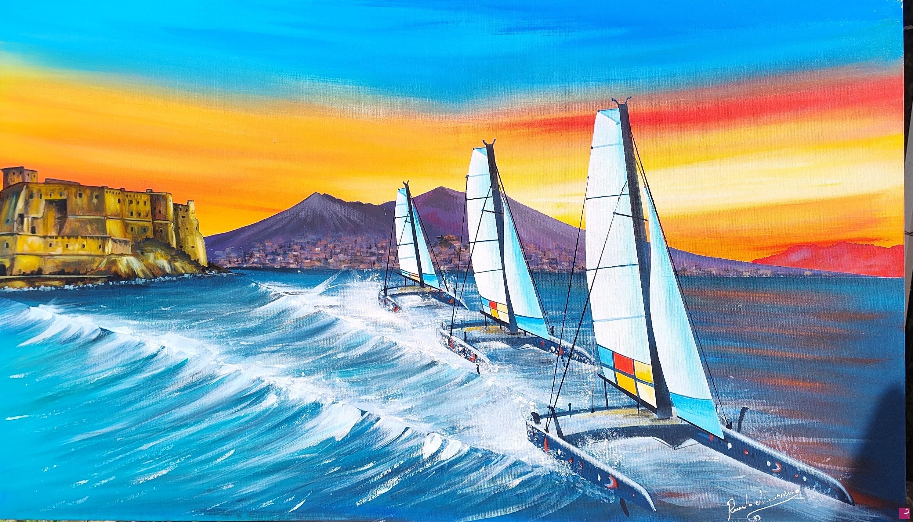 quadri in vendita online - Napoli: Vento di Regata