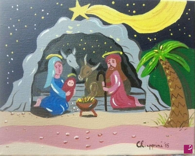 quadri in vendita online - Natività in una notte buia ma luminosa
