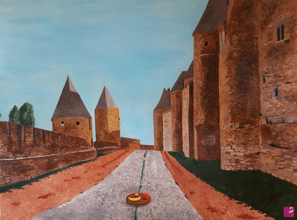 quadri in vendita online - Natura morta a Carcassonne (Still life at Carcassonne) 