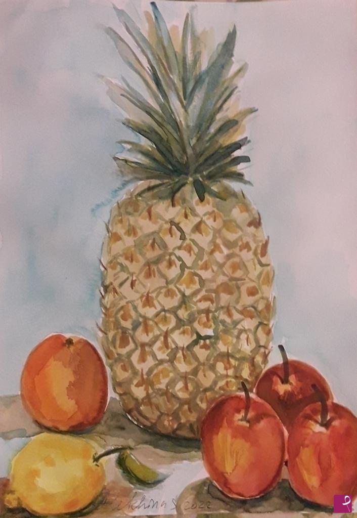 quadri in vendita online - Natura morta con ananas