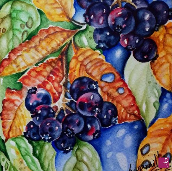 quadri in vendita online - Natura morta con frutti di bosco