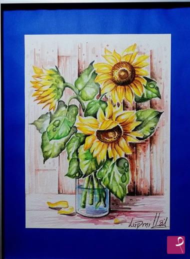 quadri in vendita online - Natura morta con girasoli