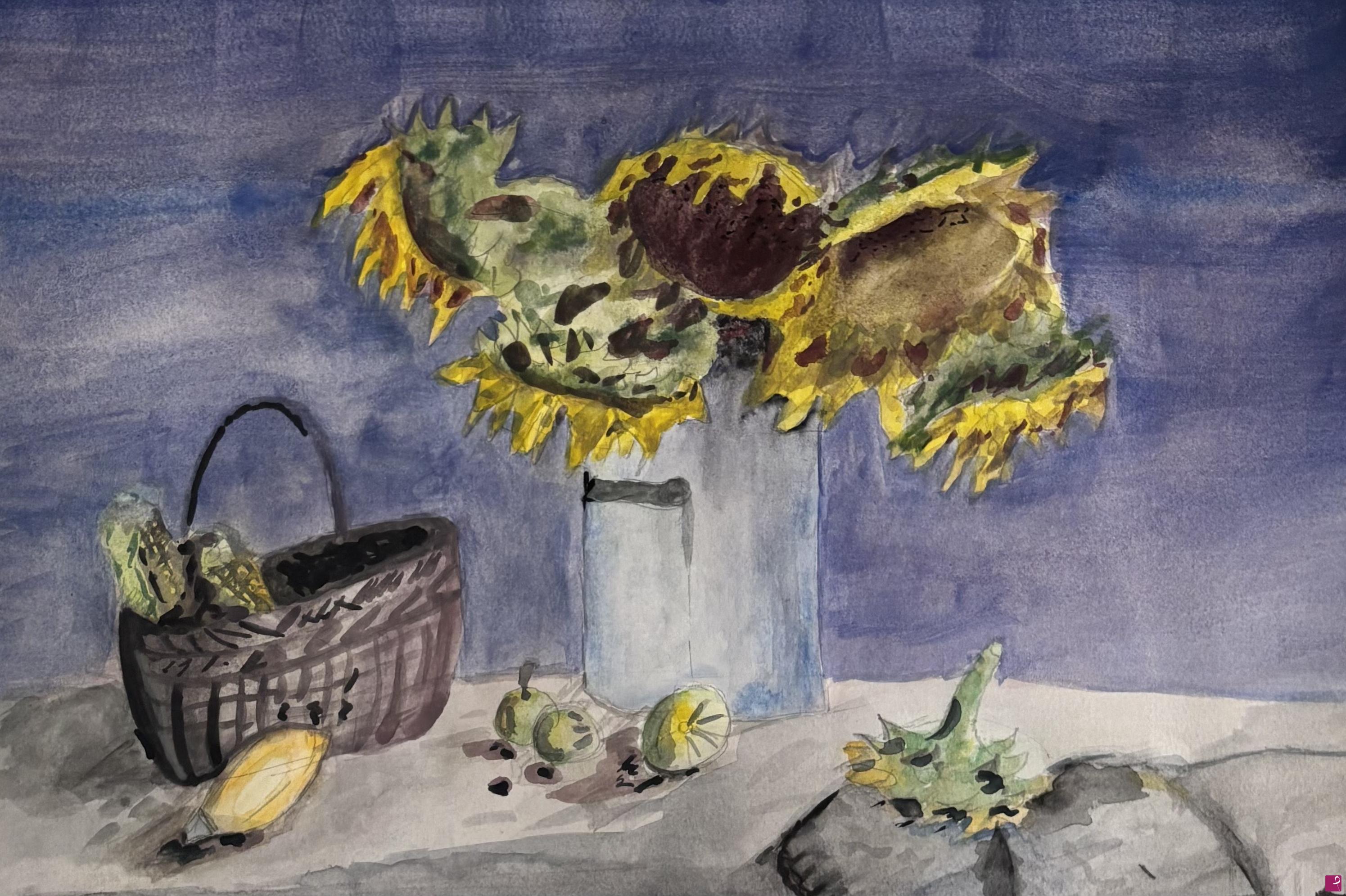 quadri in vendita online - Natura morta con girasoli