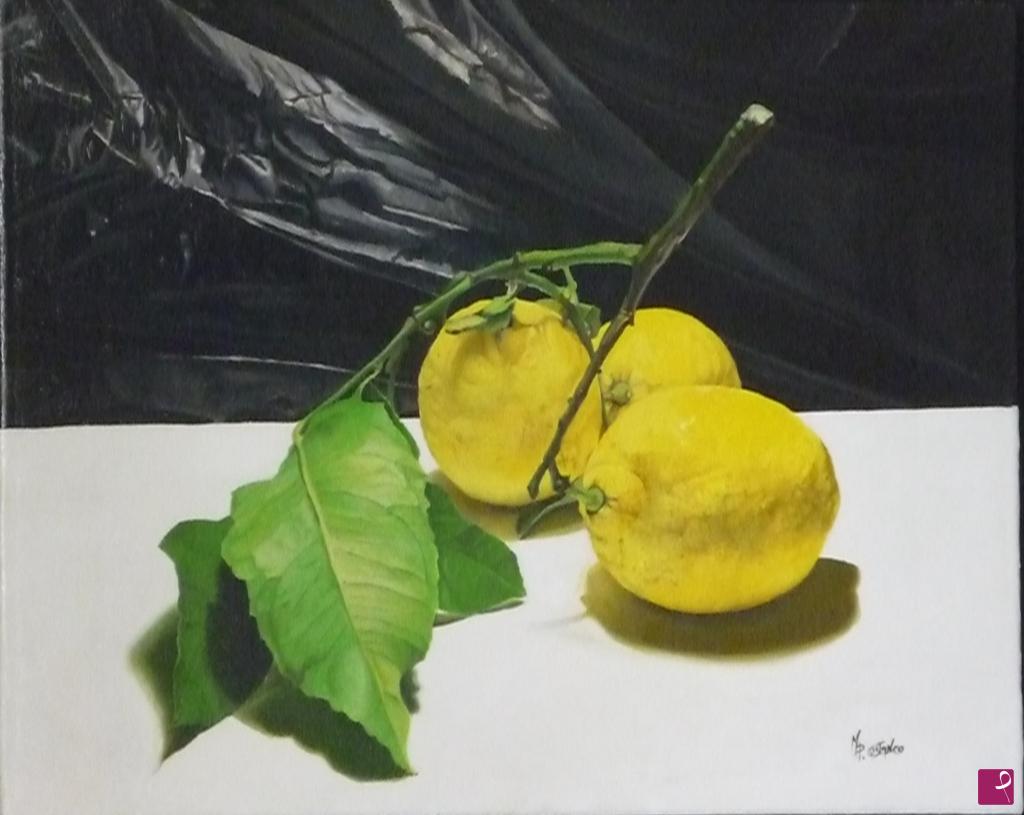 quadri in vendita online - Natura morta con limoni