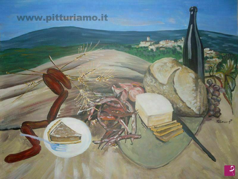 quadri in vendita online - natura morta con prodotti tipici