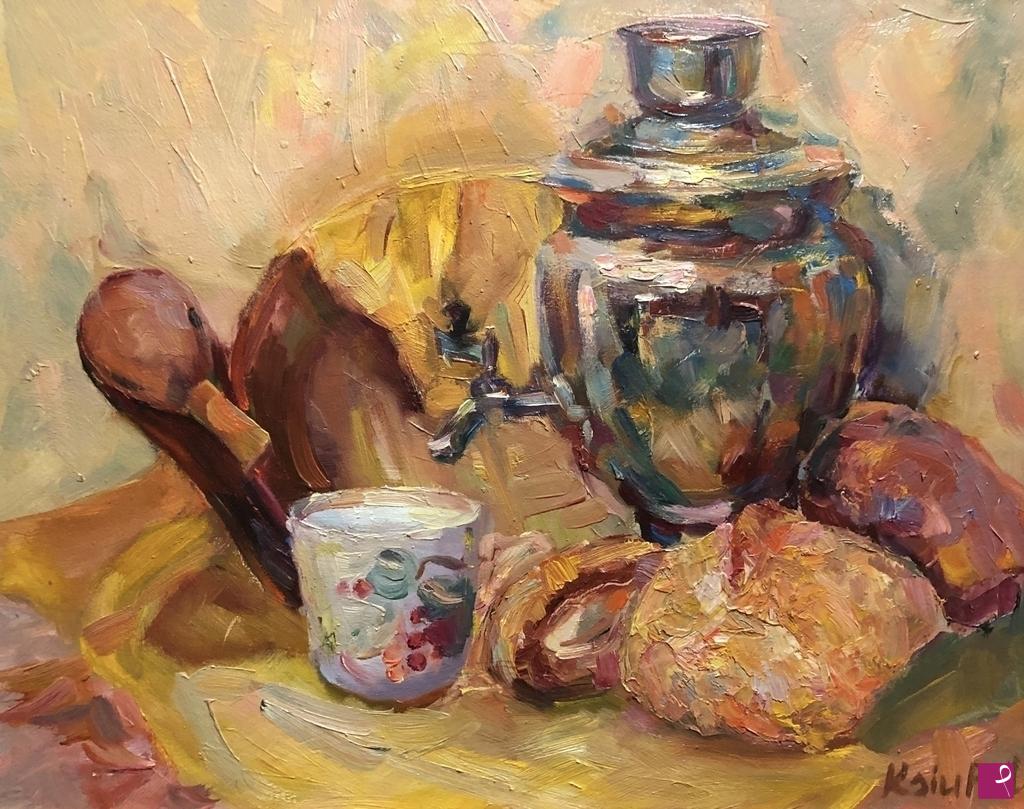quadri in vendita online - Natura morta con samovar (Mosca - 2009)