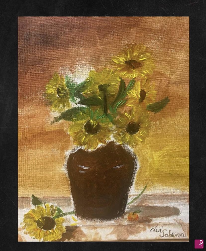 quadri in vendita online - Natura morta di girasoli