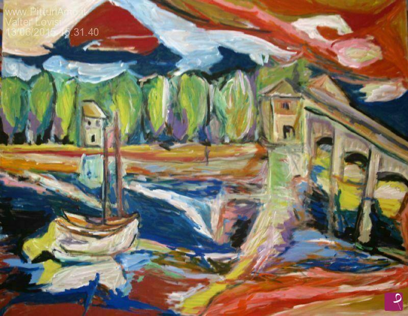 quadri in vendita online - Natura paesaggio e barca 108 x 85
