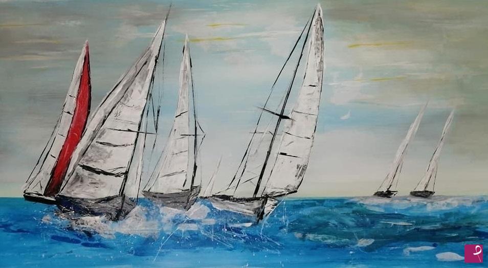venduto su PitturiAmo quadro - Navigando sul mare azzurro Dipinto su tela  barche quadro moderno grande Lovisi Valter arte contemporanea 2021 - Valter  Lovisi