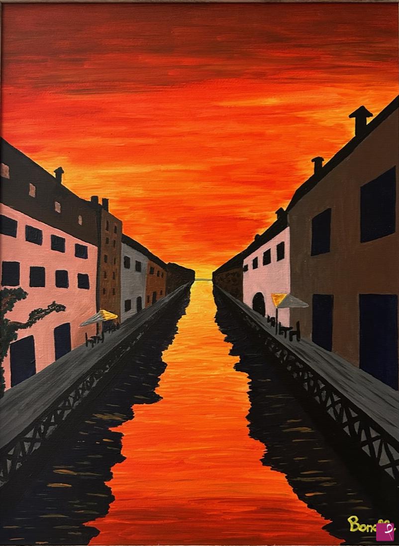 quadri in vendita online - Navigli al tramonto