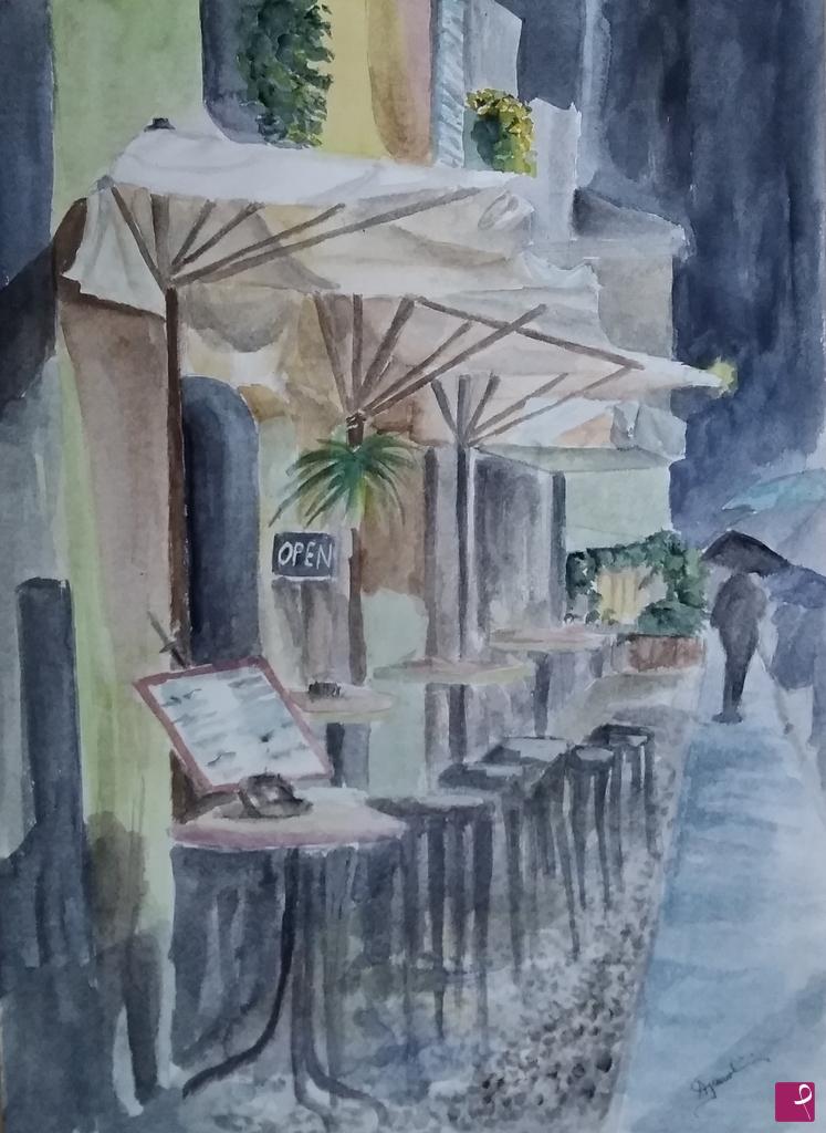 quadri in vendita online - naviglio sotto la pioggia