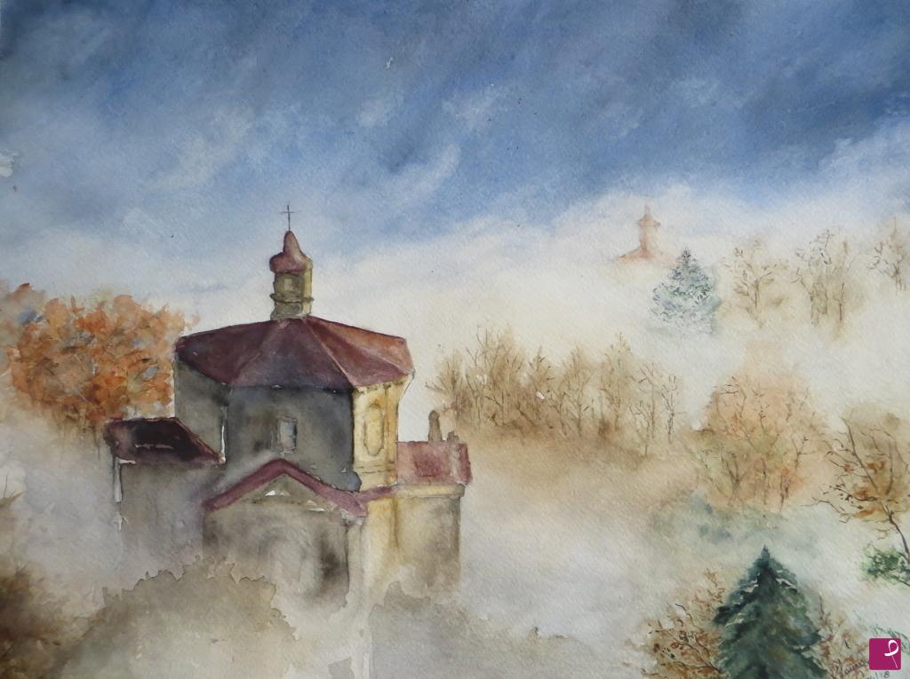 quadri in vendita online - Nebbia al Sacro Monte di Varese