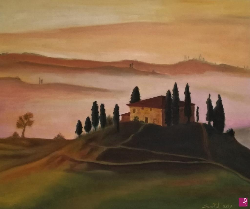 quadri in vendita online - Nebbia in toscana