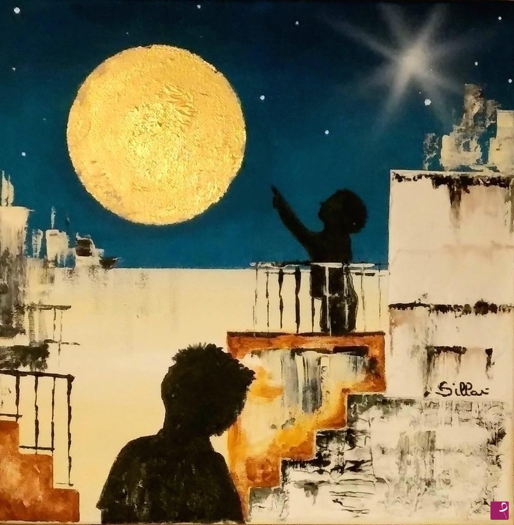 quadri in vendita online - Nessuno mi ruba i sogni: Il sorriso della luna