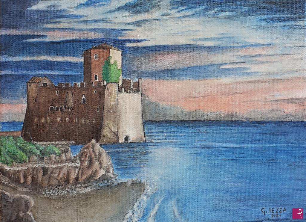 quadri in vendita online - Nettuno torre Astura tramonto 2 (2021)