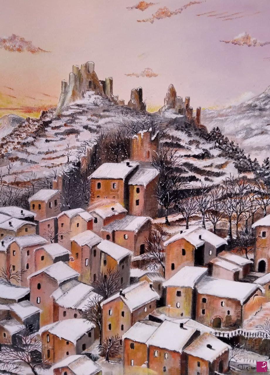 quadri in vendita online - Neve a Rocca Calascio (AQ)