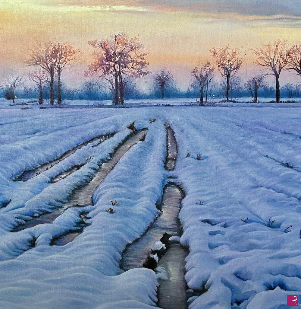 quadri in vendita online - Neve al tramonto 
