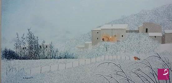 quadri in vendita online - Neve all'imbrunire 