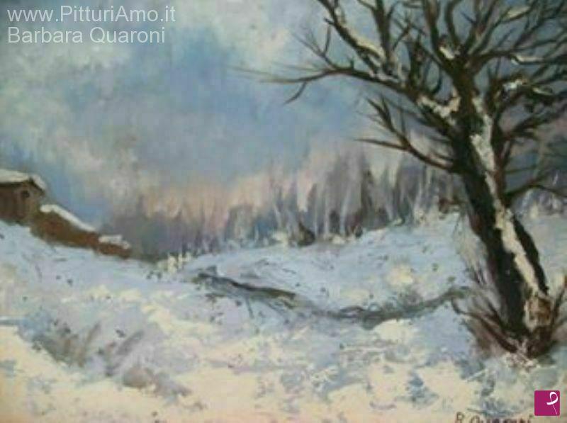 quadri in vendita online - Neve all'imbrunire