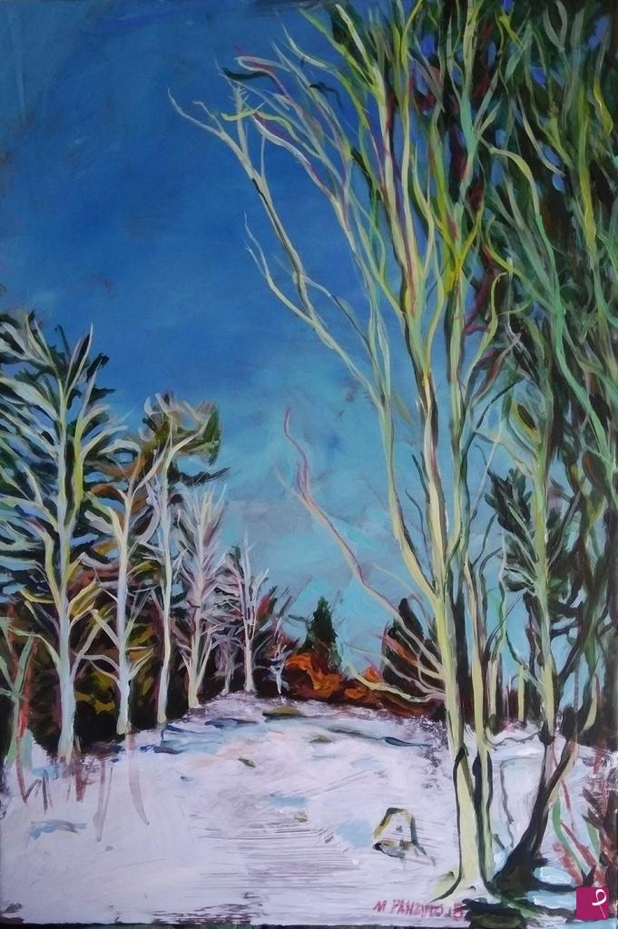 quadri in vendita online - Neve e alberi