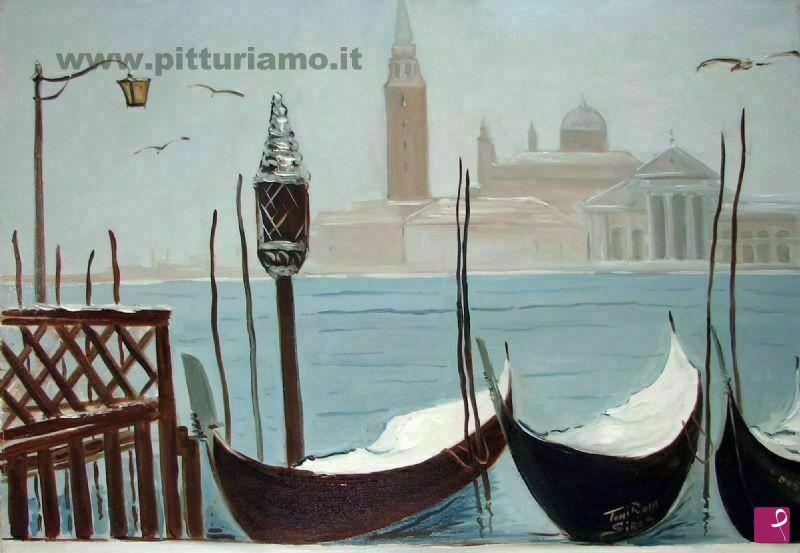 quadri in vendita online - Neve e nebbia a venezia