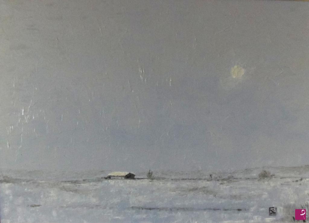 quadri in vendita online - Neve e nebbia in campagna