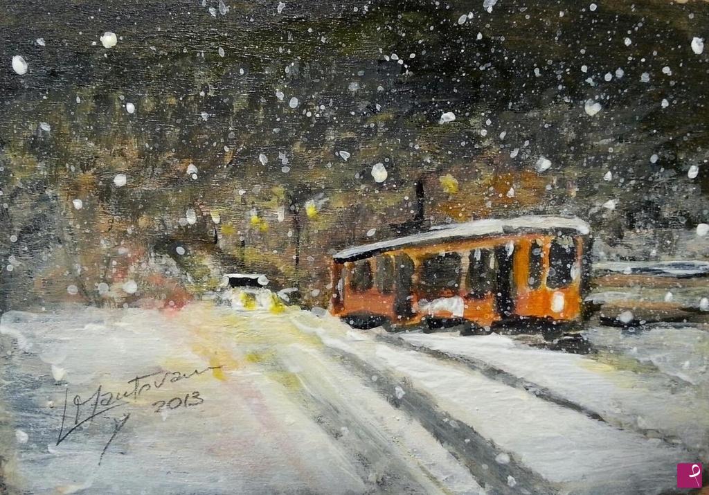 quadri in vendita online - Neve in città