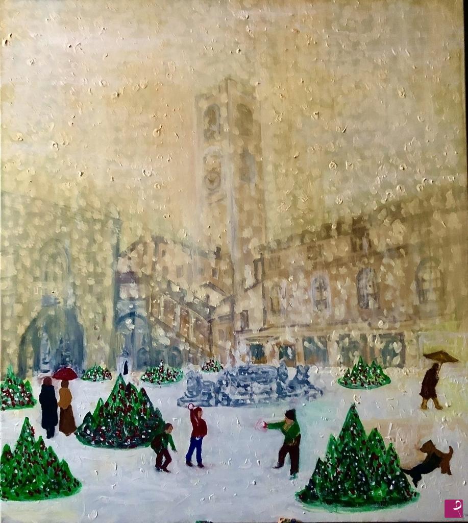 quadri in vendita online - NEVE IN PIAZZA VECCHIA