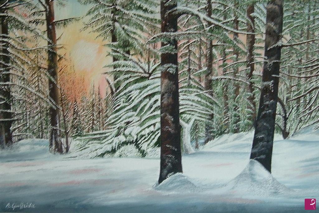 quadri in vendita online - Neve nel bosco