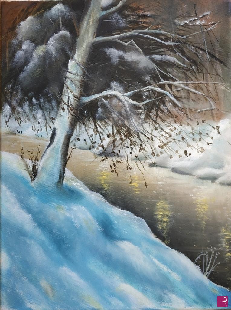 quadri in vendita online - Neve sul fiume