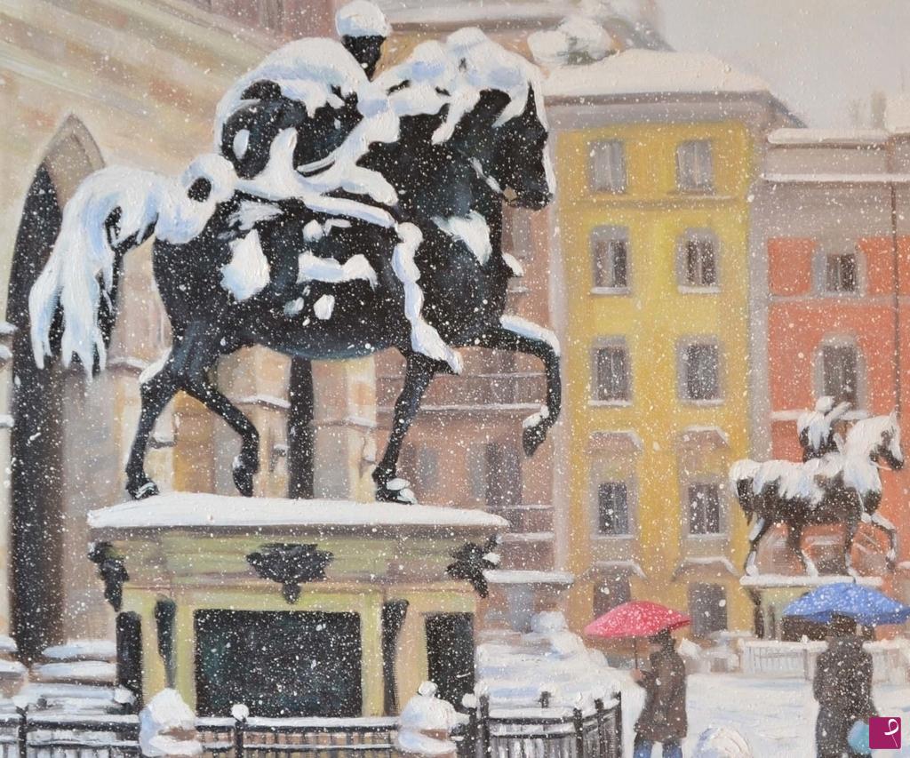 quadri in vendita online - NEVICA IN PIAZZA CAVALLI