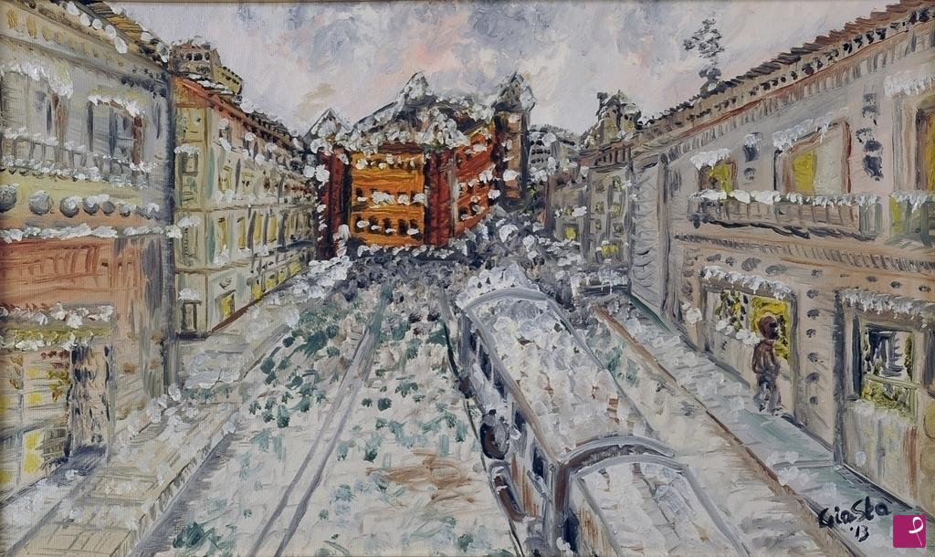 quadri in vendita online - nevicata a milano